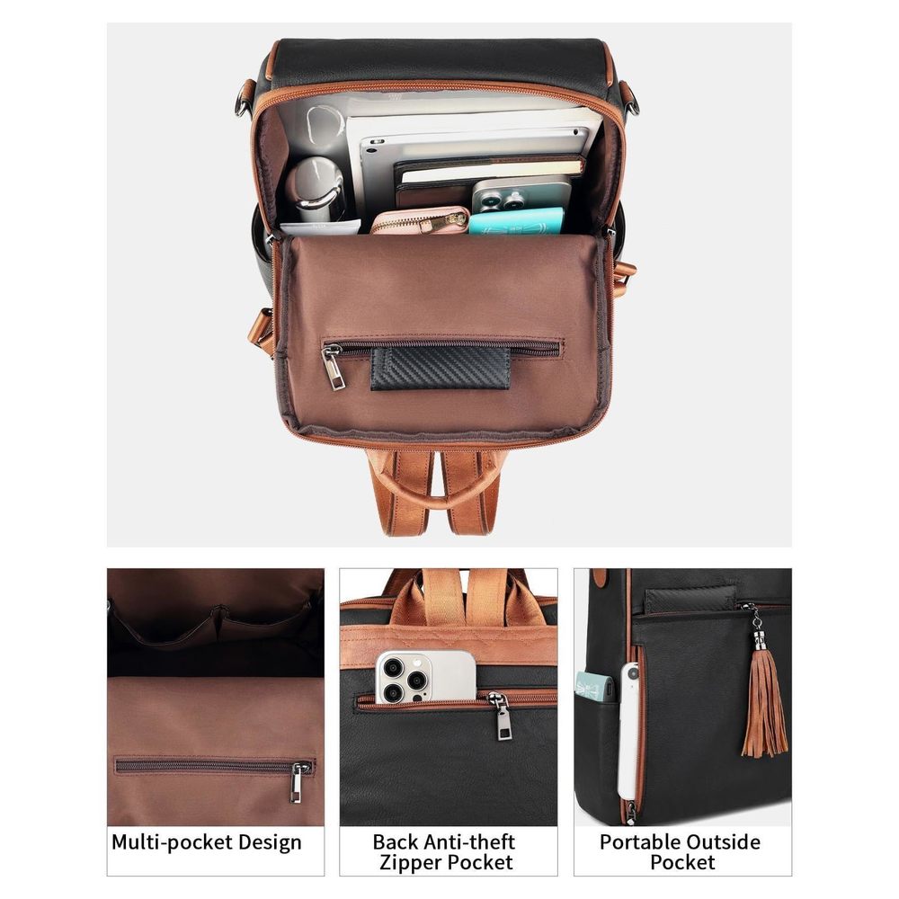 Leather Backpack Purse for Women Designer Travel Backpack Purses PU Fashion🦄 - Picture 3 of 8